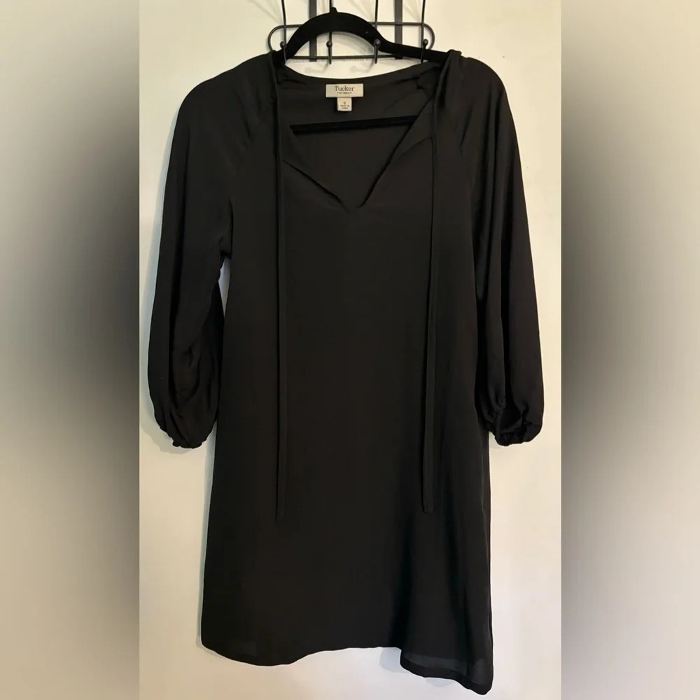 Tucker for Target Womens Sz Sm 3/4 Sleeve Mini Lightweight‎ Poly Tie Neck Dress
